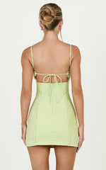 Sweetheart Tie Back Scallop Detail Dress in Pastel Green