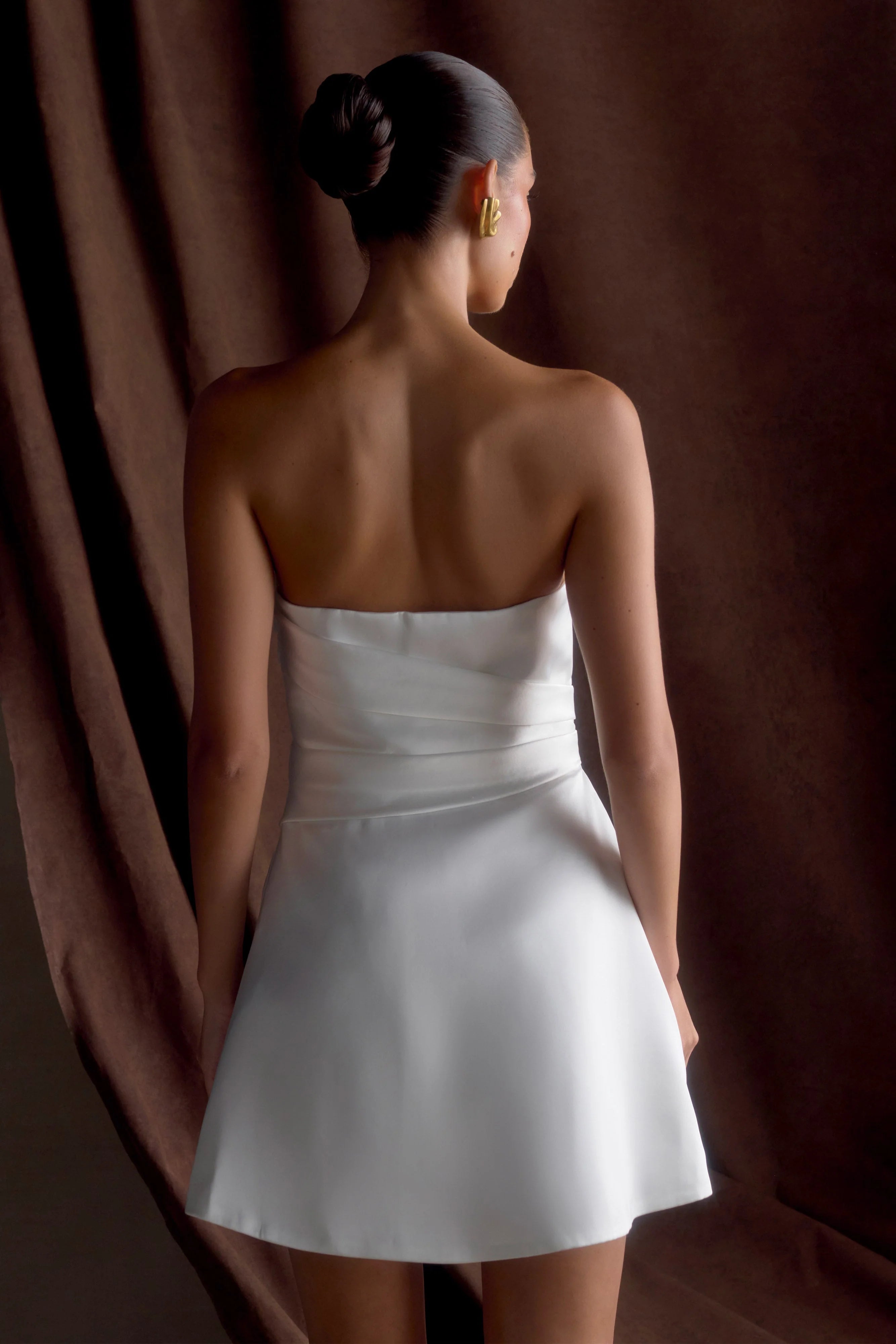 Lora Strapless Satin Mini Dress - White